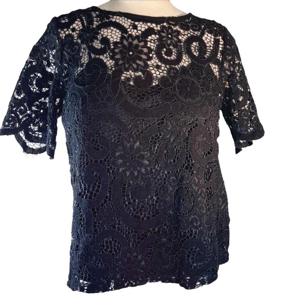 Nanette Lepore Lace‎ Top with Detachable Camisole Size M Black Holiday Co…